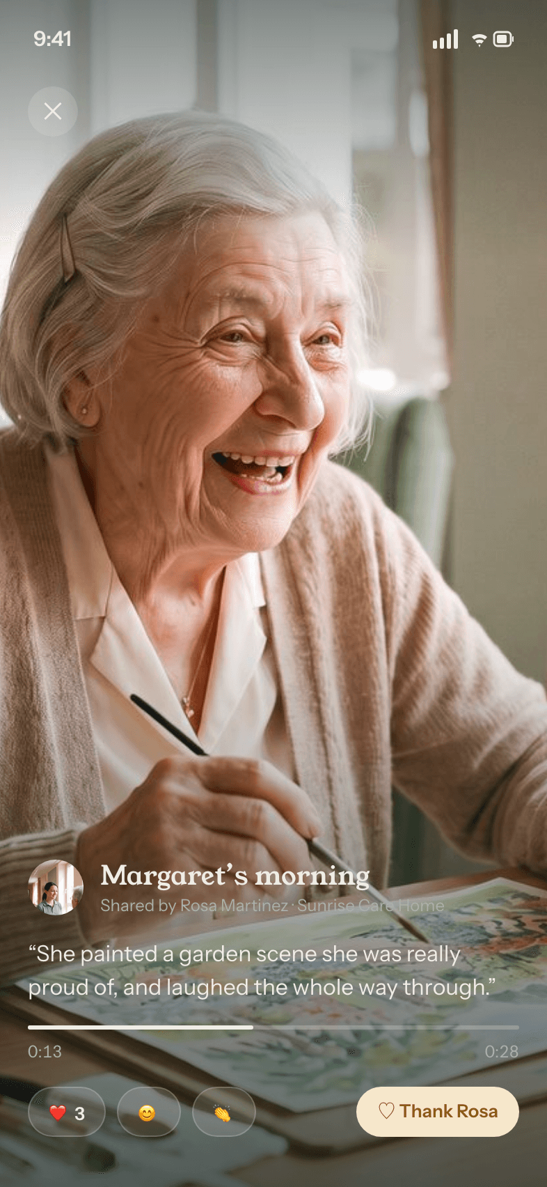 Family member watching a moment shared by their loved one